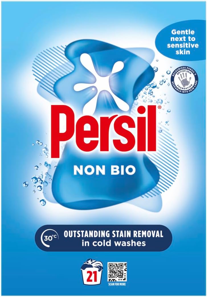 Persil Non Bio Washing Powder gentle next to sensitive skin for outstanding stain removal in cold washes 21 washes (1.05 kg)