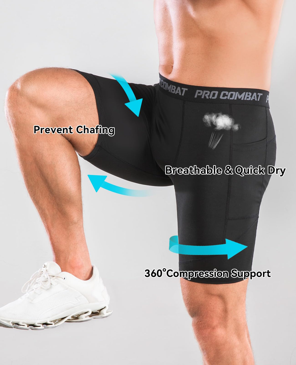 Niksa Compression Shorts Men, 1 Pack or 3 Packs Gym Running Shorts with Pockets Sports Anti Chafing Underwear Base Layer Shorts Quick-Drying Fabric Undershorts Men’s Workout Shorts