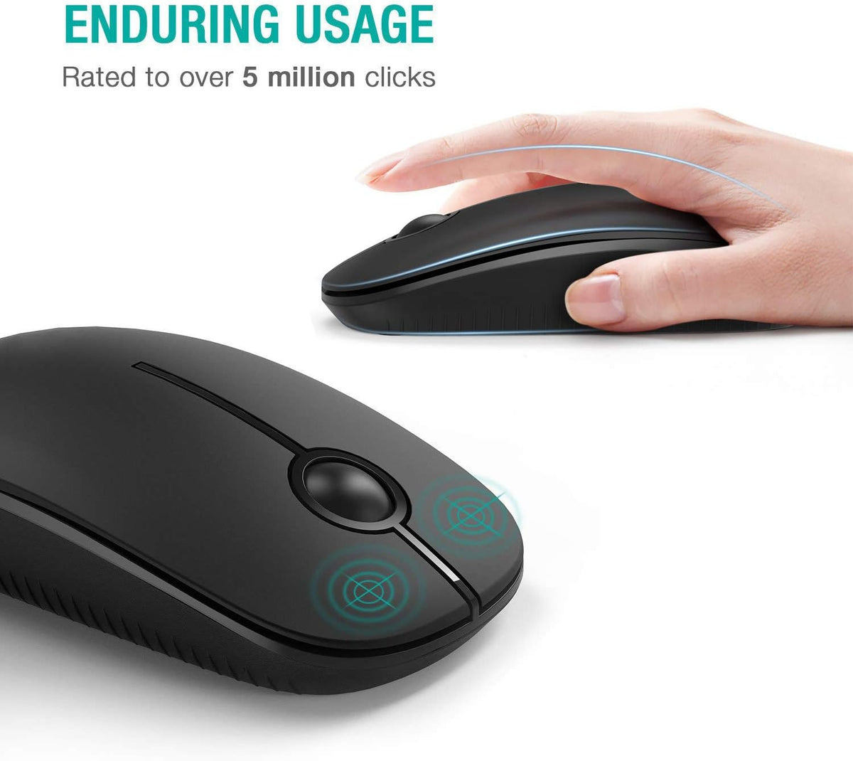 Seenda Wireless Mouse, Silent with 2.4G USB Receiver, Black