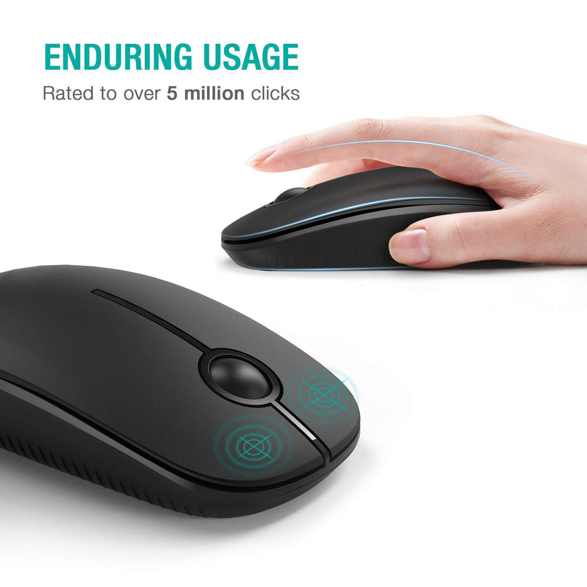 Seenda Wireless Mouse, Silent with 2.4G USB Receiver, Black