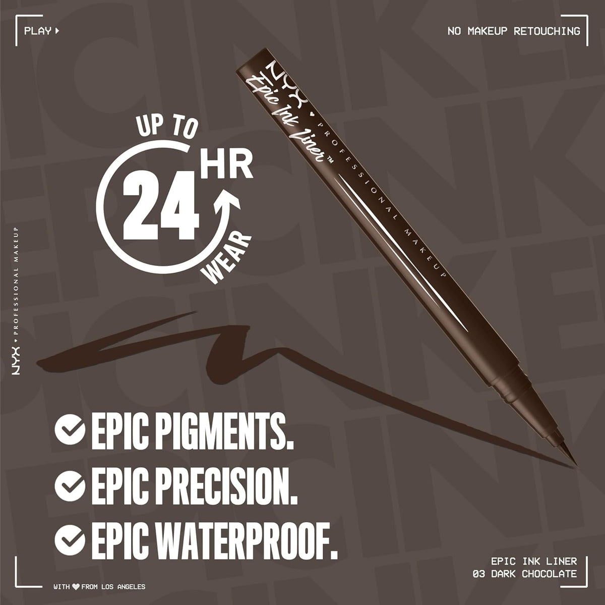 NYX Professional Makeup Eye Liner, Epic Ink Waterproof Liner, Black