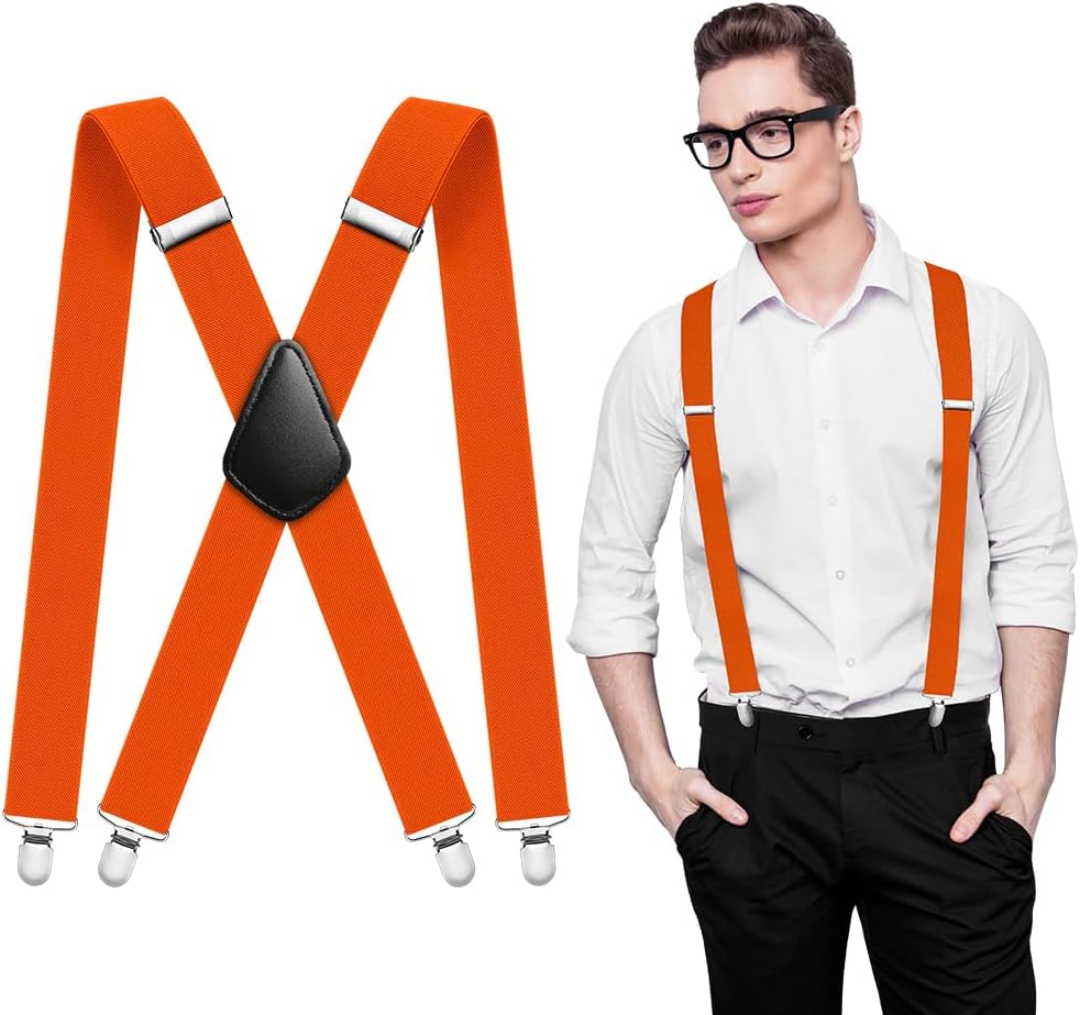 Aomig Mens Braces, Mens Suspenders with Strong Metal Clips, 3.5cm Wide Heavy Duty Suspenders for Men Women Business Wedding Casual