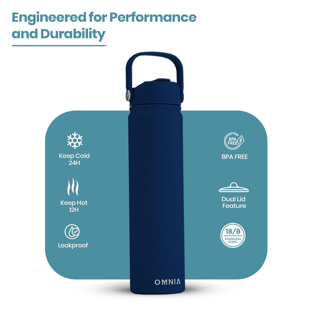 Vacuum Insulated Stainless Steel Water Bottle, 2 Lids (Straw & Spout) Leakproof, BPA-Free, Reusable Flask Ideal for Travel and Outdoors (Gradient Purple - 750 ml)