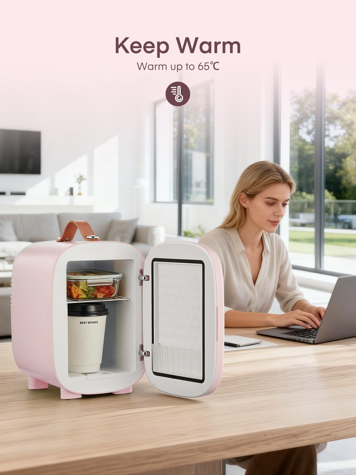 FOHERE Mini Fridge Portable, 5 Liter/6 Cans Small Fridge Cooler & Warmer, Quiet, DC/AC Power, Cmpact Mini Fridge for Bedrooms, Office, Skincare, Car, Travel, Black