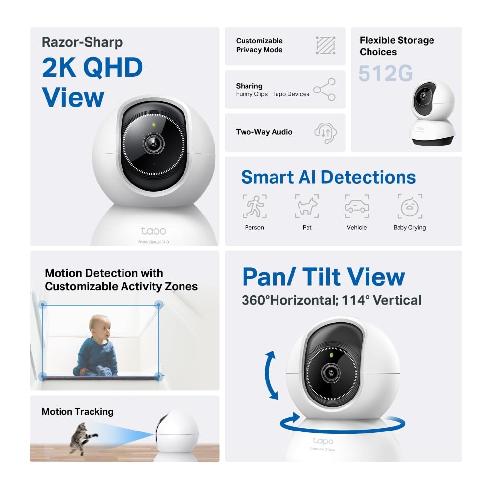 Tapo C200 Full HD Pan/Tilt Indoor Security Camera Pet Camera House Security