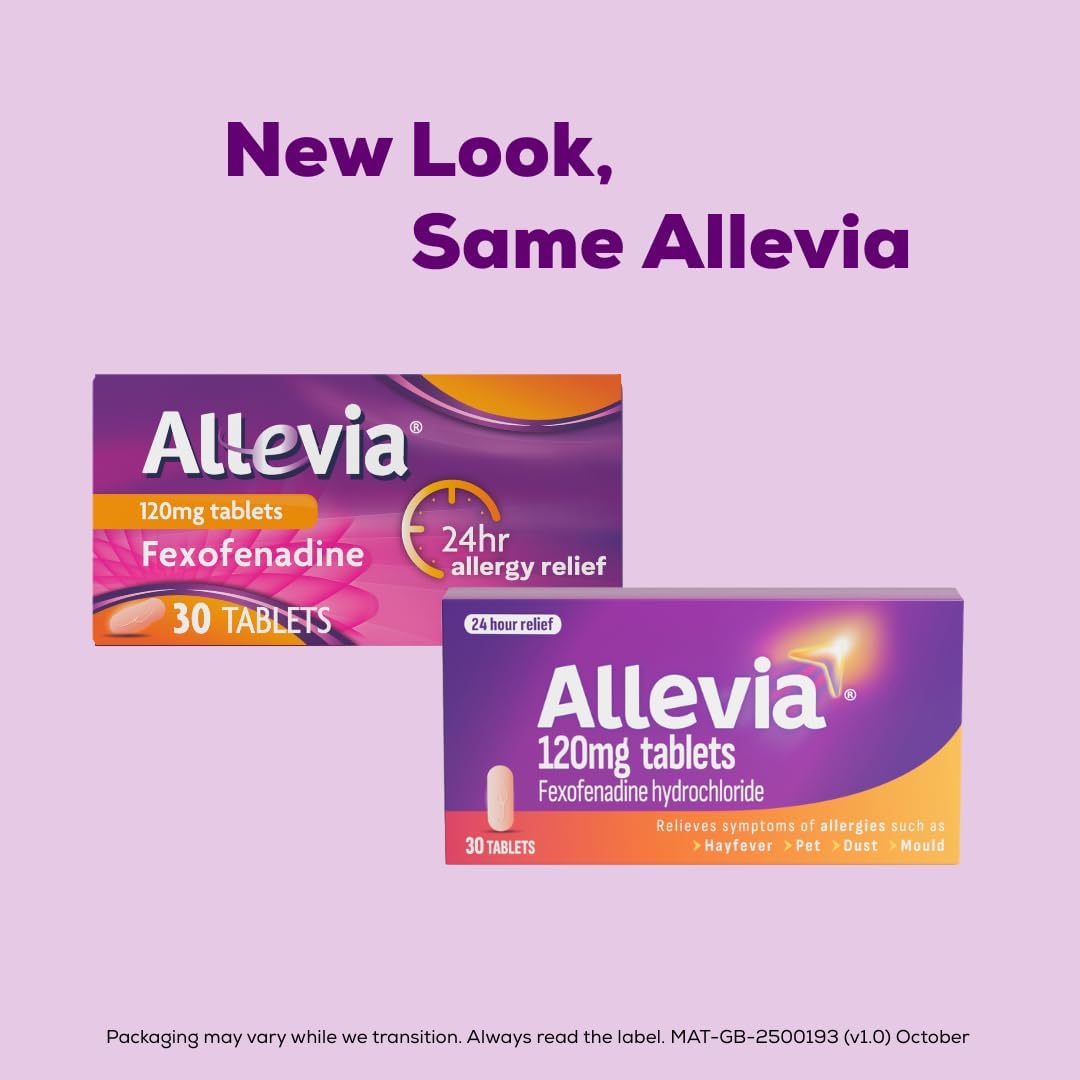 Allevia Hayfever Allergy Tablets 120mg Fexofenadine Antihistamine, 30 cts