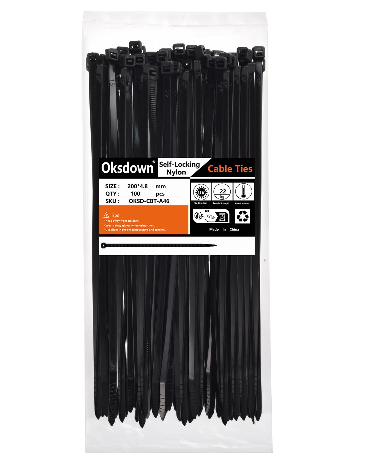 100 Pack Yellow Plastic Cable Ties 300mm×3.6mm Heavy Duty Strong Nylon Premium Self Locking 12 inch/30 cm Long Zip Tie Wraps