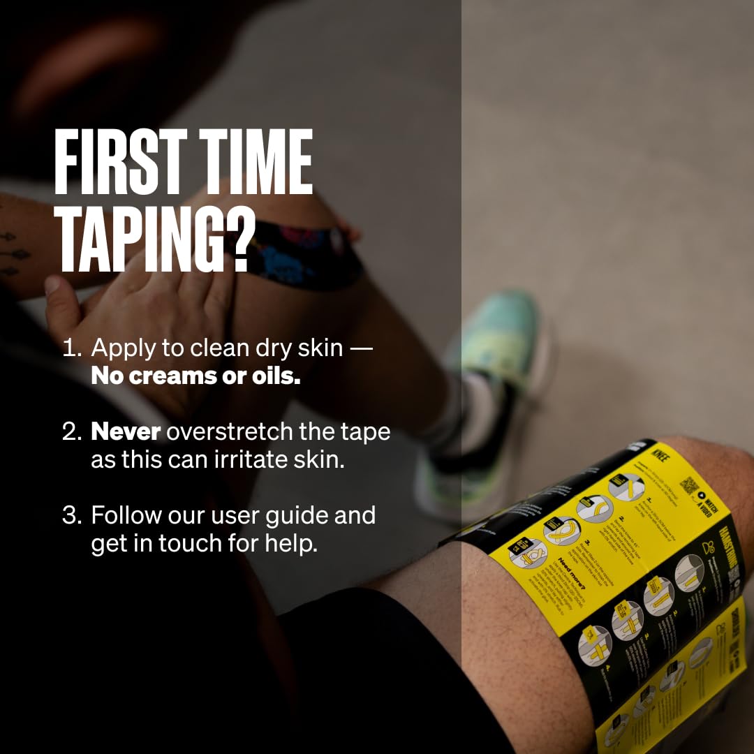 SPORTTAPE Kinesiology Tape, 5cm x 5m, Black - Waterproof, Hypoallergenic