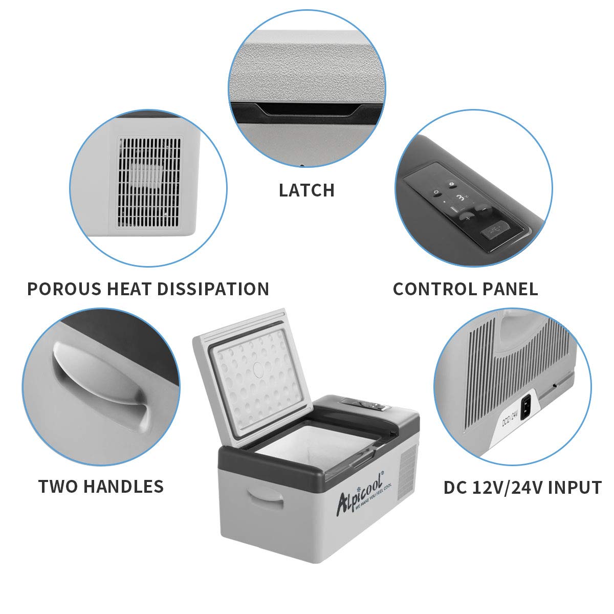 Alpicool 20L Car Fridge Freezer Portable Compressor Refrigerator, 12/24V DC & 230V AC Camping fridge -20℃~20℃ with APP Control, Energy Saving cooler for Caravan, Camping, Home, RV
