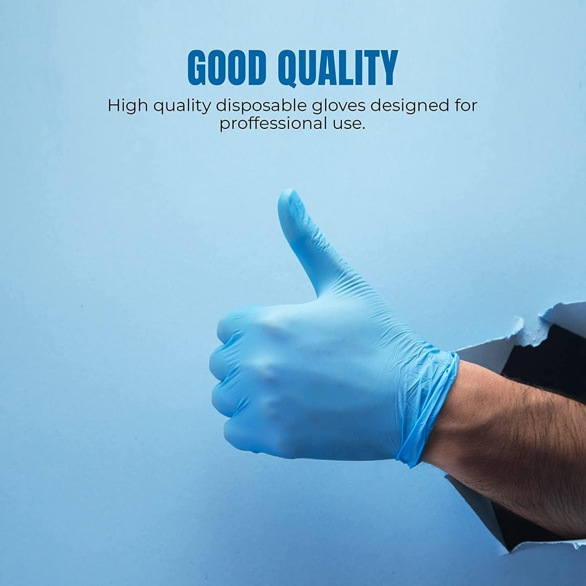 Surgicals Powder Free Nitrile Gloves, Food Grade, Hand Disposable Gloves - 100 Count - Blue (100, Large)