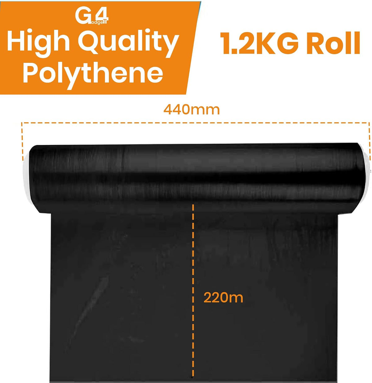 Heavy Duty Strong Pallet/StretchWrap/Shrink Wrap Packaging Cling Film - 400mm x 220m Pallet Stretch Wrap for Moving Home, Furniture, Luggage and Parcel (Black ‎40cm x 220m (STD CORE))