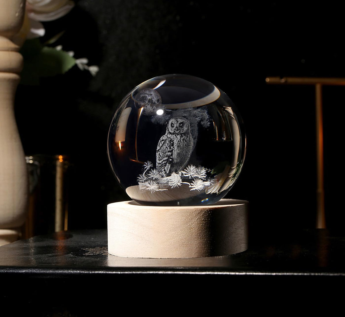 Glass Christmas Reindeer 3D Crystal Ball Christmas Ornaments