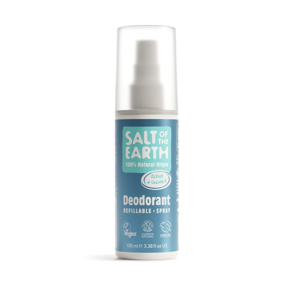 Salt of the Earth – Refillable Natural Deodorant Spray (3 Pack) – 100% Natural Origin Ingredients - Vegan, Long Lasting Protection – Suitable For Women, Men & Kids - 300ml (Unscented)