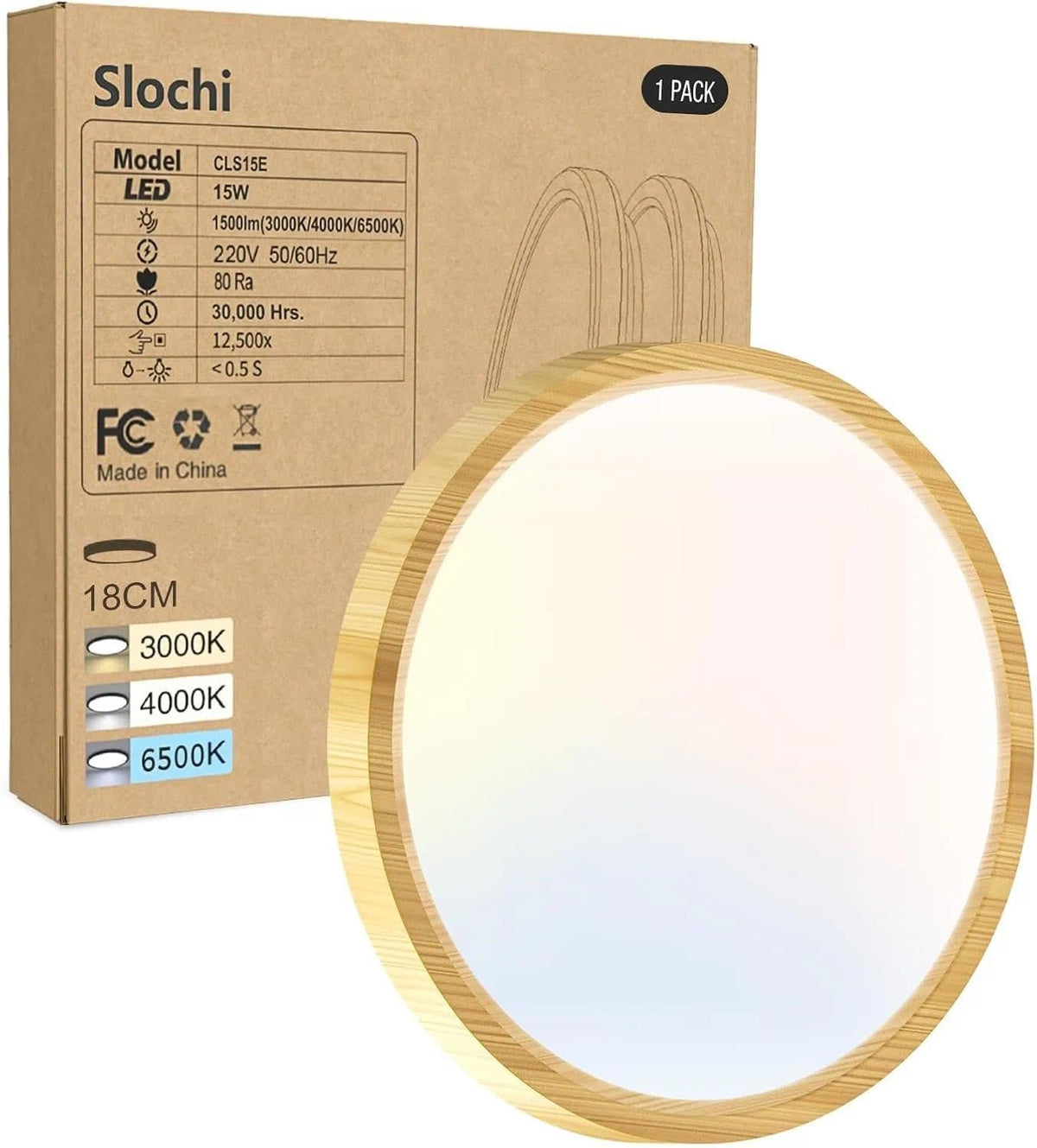 slochi Bathroom Light, 3000K/4000K/6500K 3 Color Temperature, Waterproof, Round, Modern, Flush Ceiling Light for Bathroom, Kitchen, Bedroom, Hallway and MoreØ18CM(Gold)