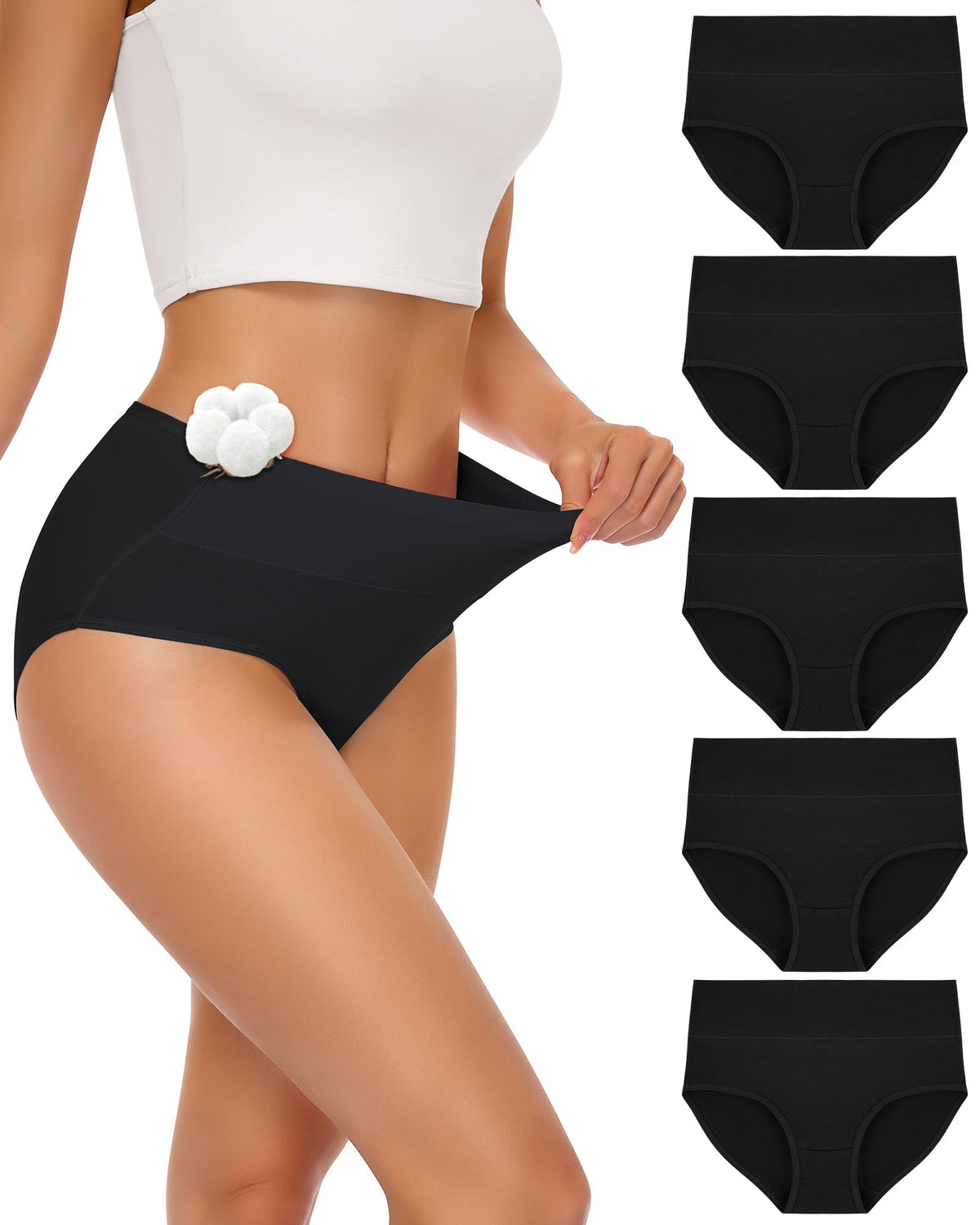 SIMIYA Cotton Underwear Women, High Waisted Knickers for Women Multipack