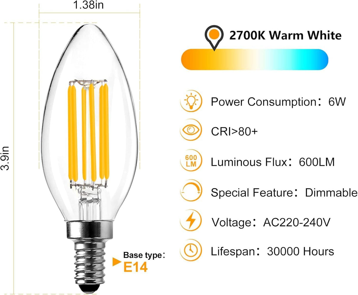 BRIMAX 5Pack E14 Bulb Cool White 5000K,Dimmable 4W Small Screw Light Bulb