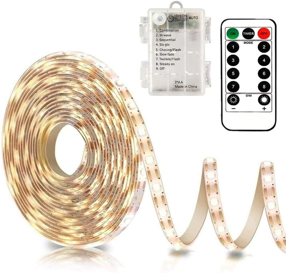 CCILAND 3M 90 LED Battery Strip Lights with Remote 8 Modes Timer