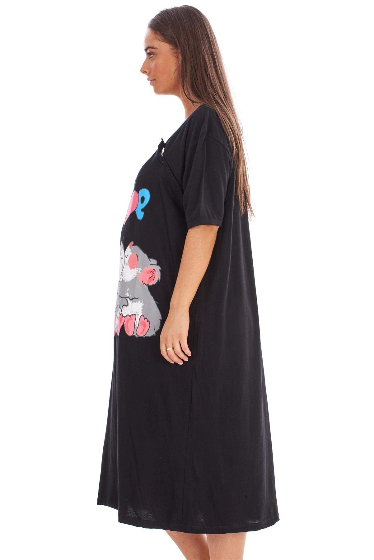 Malay Ladies Maternity Nursing Nightdress 100% Cotton Motif Print Breast Buttons Labor