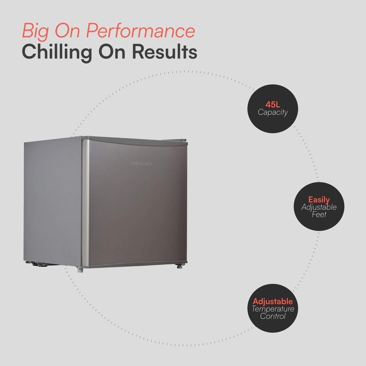 Cookology 45L Small Tabletop Mini Fridge with Chiller Box - Black