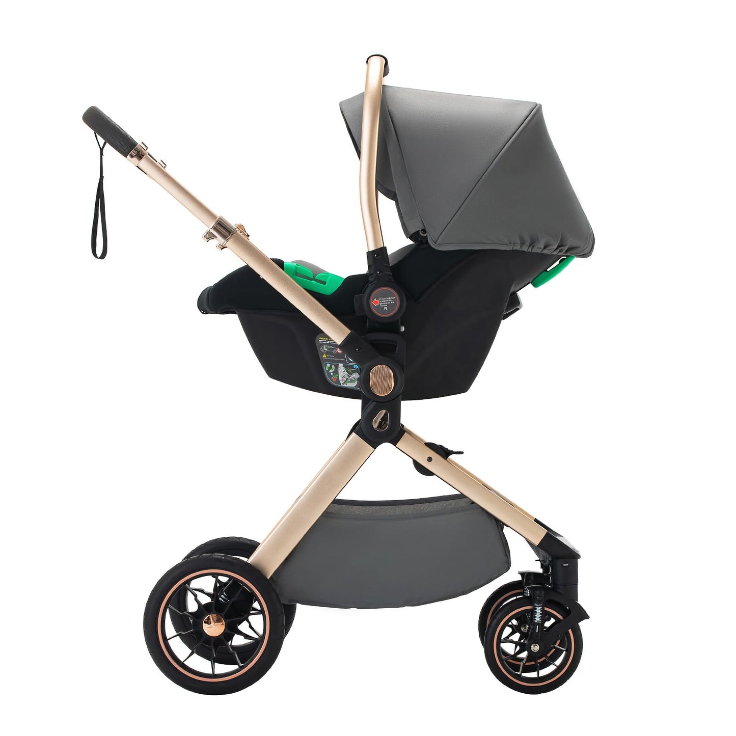 Stroller 3 in 1 Travel System Aluminium Frame High Landscape Combined Strollers Lightweight Folding Pram for Newborns Toddlers 0-36 Months from Birth Aluminium Pushchair (D2/Pink, H2-D)