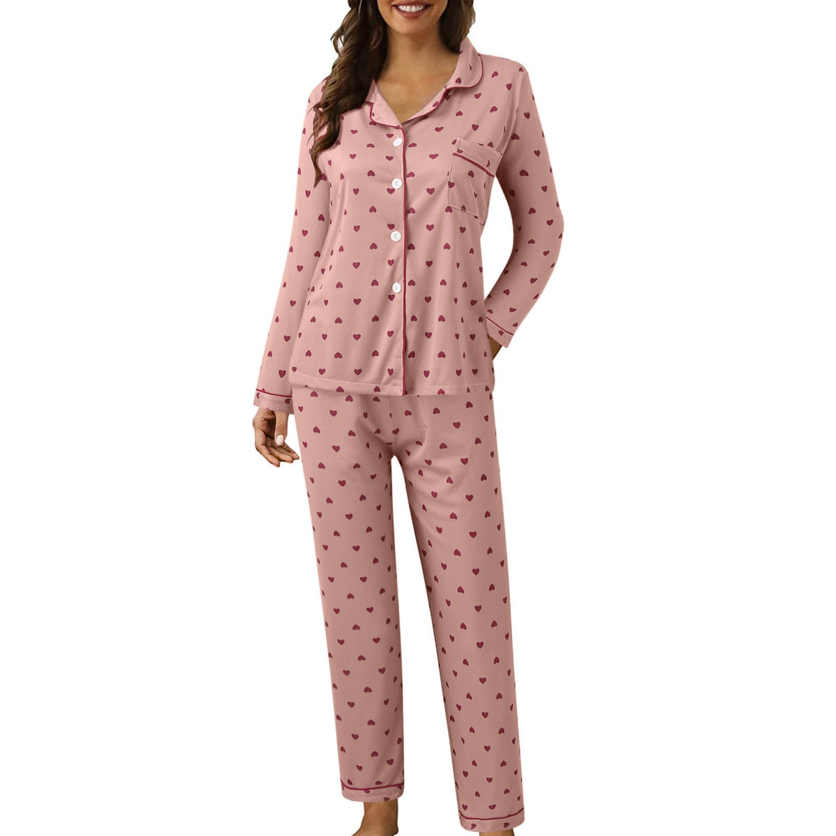 Pyjamas For Womens Women Pyjamas Set Lounge Wear Sets Matching Christmas Pjs Ladies Plus Size Co Ord Sets Autumn Nightwear Wide Leg Trousers Long Sleeve Comfort Nighties Fashion Fall Clothing Outfits