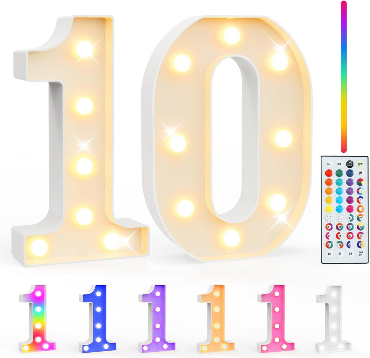 Ledido Pink Glitter Light Up Number 80 for 80th Birthday Decorations