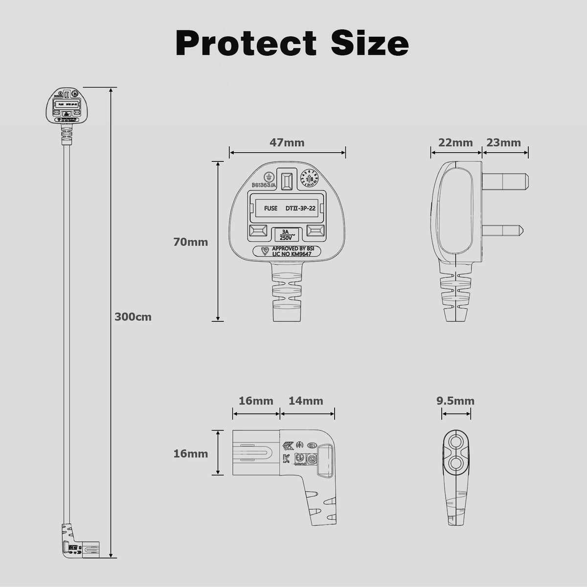 2M Power Cable Compatible with Samsumg TV, Mellbree Quality Safe Right Angle Suitable for Awkward Space Figure 8 Power Cable Compatible with Samsung, LG, Panasonic TV Black