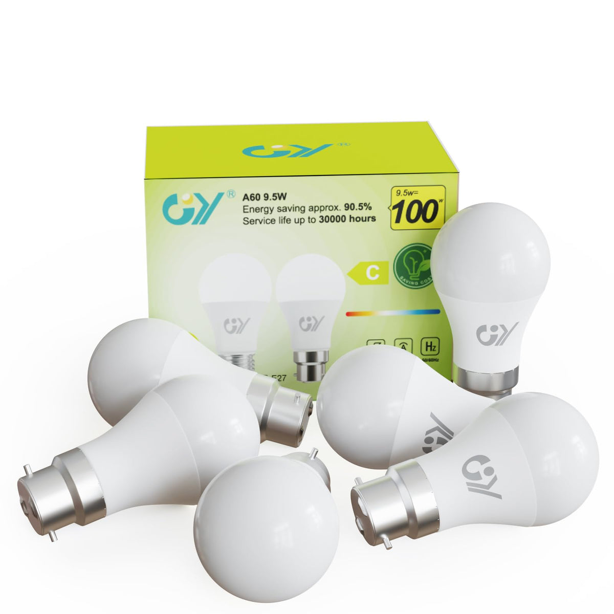 GY Bayonet Light Bulbs Neutral White 4000K B22 LED Bulbs,9.5W 1521 Lumen Ultra Bright Energy Saving 100W Equivalent,Non-dimmable,2-Pack