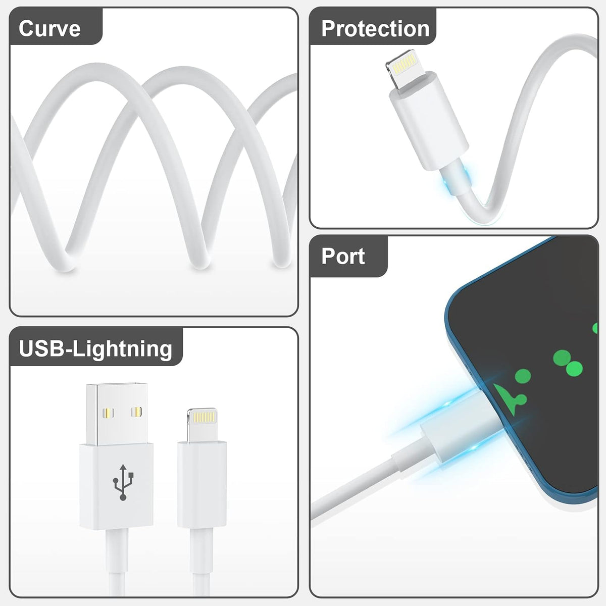 3 Pack iPhone Charger Cable 1.8M [Apple MFi Certified] Lightning to USB Cable Lead 6 Foot, 2.4A Fast Charging Cable for iPhone 14 13 12 11 Pro Max XS XR X 8 7 6 Plus 5, iPad and iPod