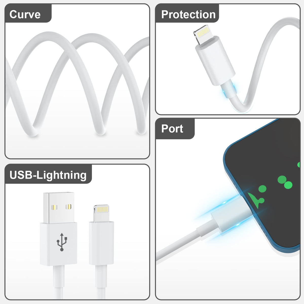 3 Pack iPhone Charger Cable 1.8M [Apple MFi Certified] Lightning to USB Cable Lead 6 Foot, 2.4A Fast Charging Cable for iPhone 14 13 12 11 Pro Max XS XR X 8 7 6 Plus 5, iPad and iPod