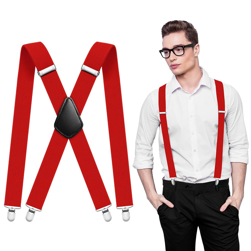 Aomig Mens Braces, Mens Suspenders with Strong Metal Clips, 3.5cm Wide Heavy Duty Suspenders for Men Women Business Wedding Casual