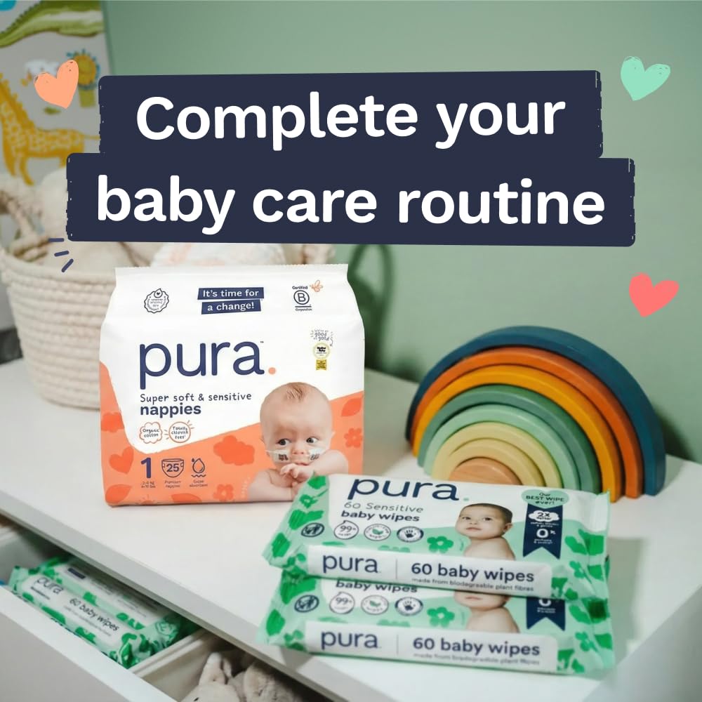 Pura Nappy Size 1 (2–5kg) 25 Count Sensitive Skin