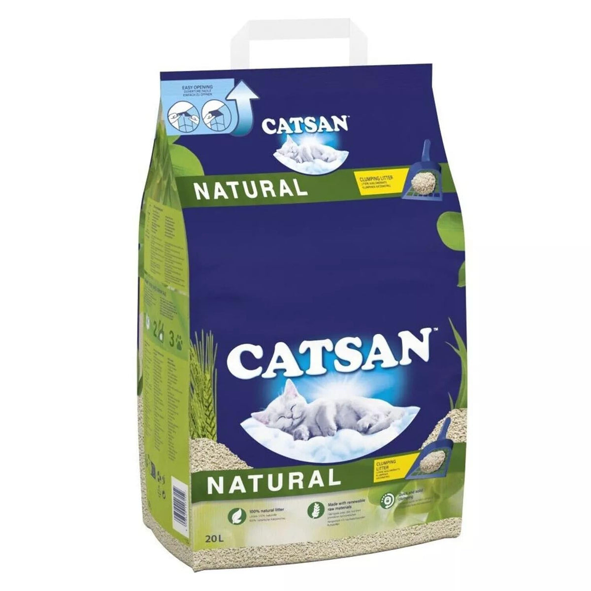 CATSAN - Natural Clumping Cat Litter - 20 L - Biodegradable Extra Absorbent - No Smell - Bulk Cat Litter