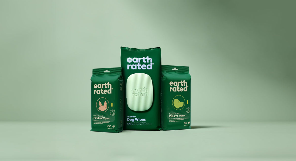 Earth Rated Pet Wipes for Dogs, Hypoallergenic, Cleaning and Hydrating, for Grooming Paws, Body and Bums, Unscented, 100 Count