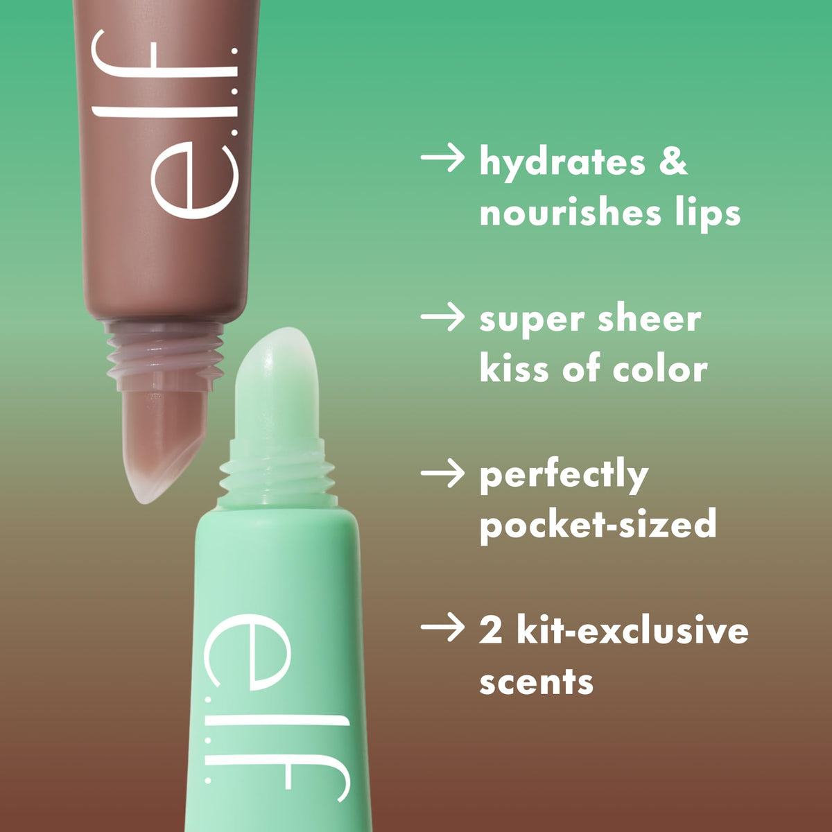 e.l.f. Squeeze Me Lip Balm Duo, Moisturizing Lip Balm for a Sheer Tint of Colour, Infused with Hyaluronic Acid, Vegan & Cruelty-Free, CHERRY/BUBBLEGUM