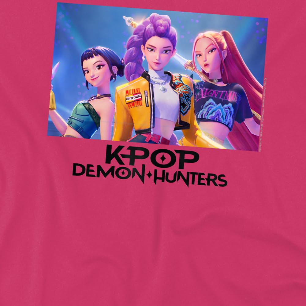 Kpop Demon Hunters Unisex Kids K-pop Demon Hunters - Heroic Huntrix Huntr/X Kids T Shirt, White T-Shirt (Pack of 1)