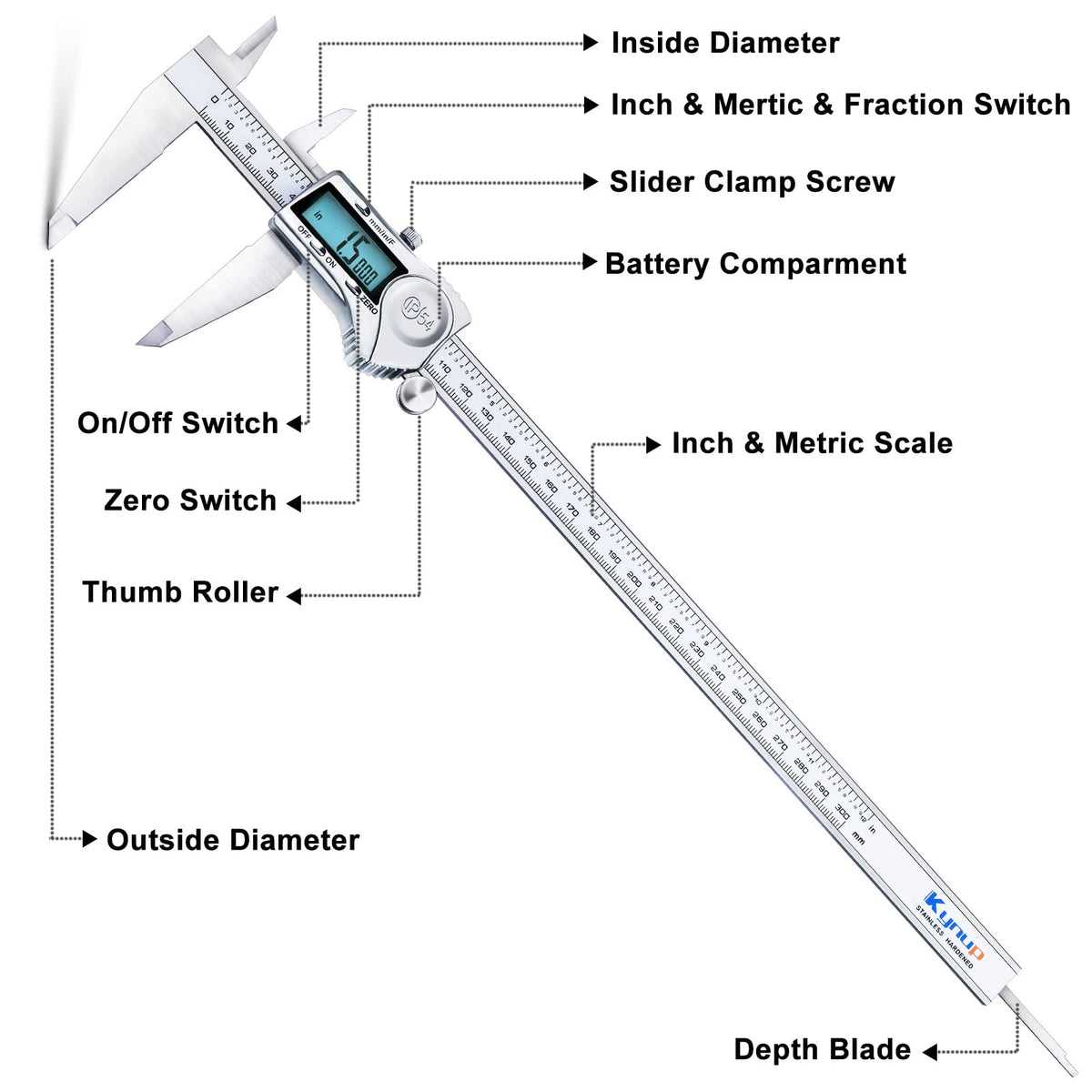 Kynup Digital Caliper 150mm, 6 inch Digital Vernier Caliper with LCD Screen