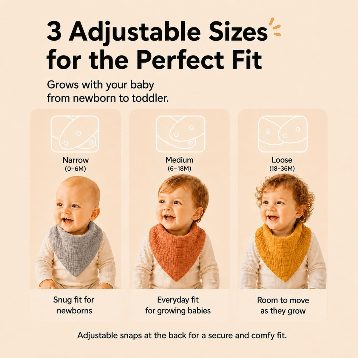 NISXABEBE Muslin Baby Bibs 6 Pack Dribble Bandana Bibs Cotton Drool Bibs for Teething Soft and Absorbent with Adjustable Snaps