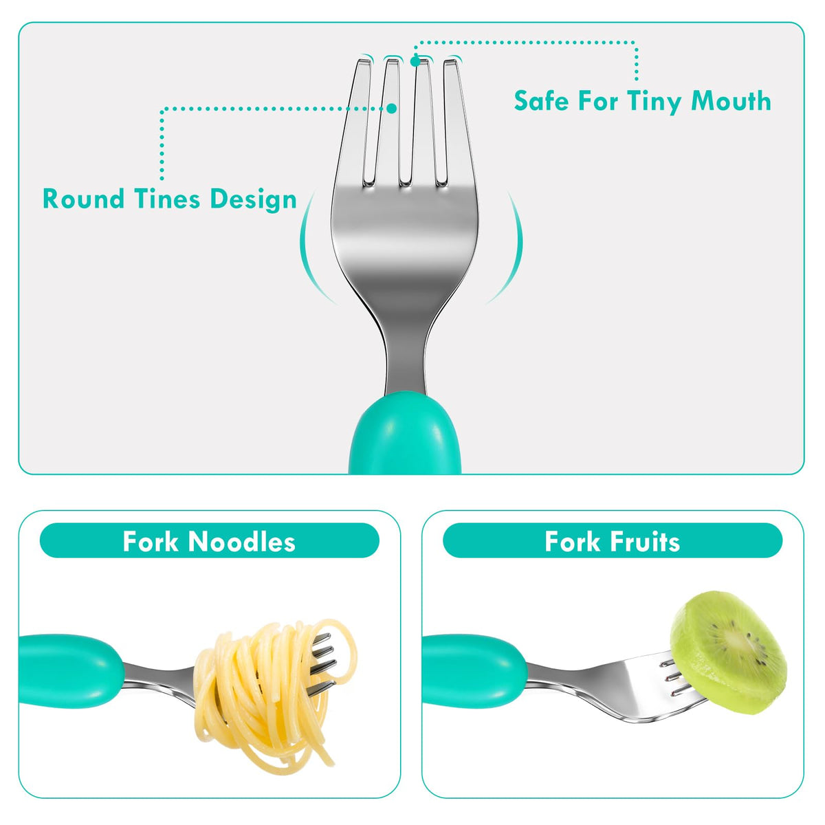 Lehoo Castle Stainless Steel Toddler Cutlery Set, 6-Piece Dinosaur Design