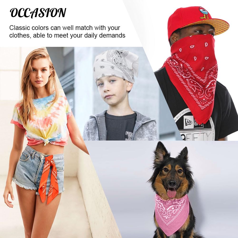 Aomig Bandana Head Scarf for Men and Women, Stylish Cowboy Headband Handkerchief, Multi-purpose Hair Scarf Paisley Print Unisex Headwraps, Bib Party Face Covering Headwear for Motorcycling