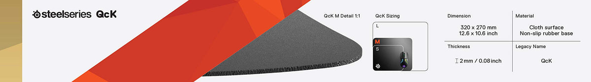 SteelSeries QcK Edge Cloth Gaming Mouse Pad - Never-fray Stitched Edges - Optimized For Gaming Sensors - Size L (450 x 400 x 2mm) - Black