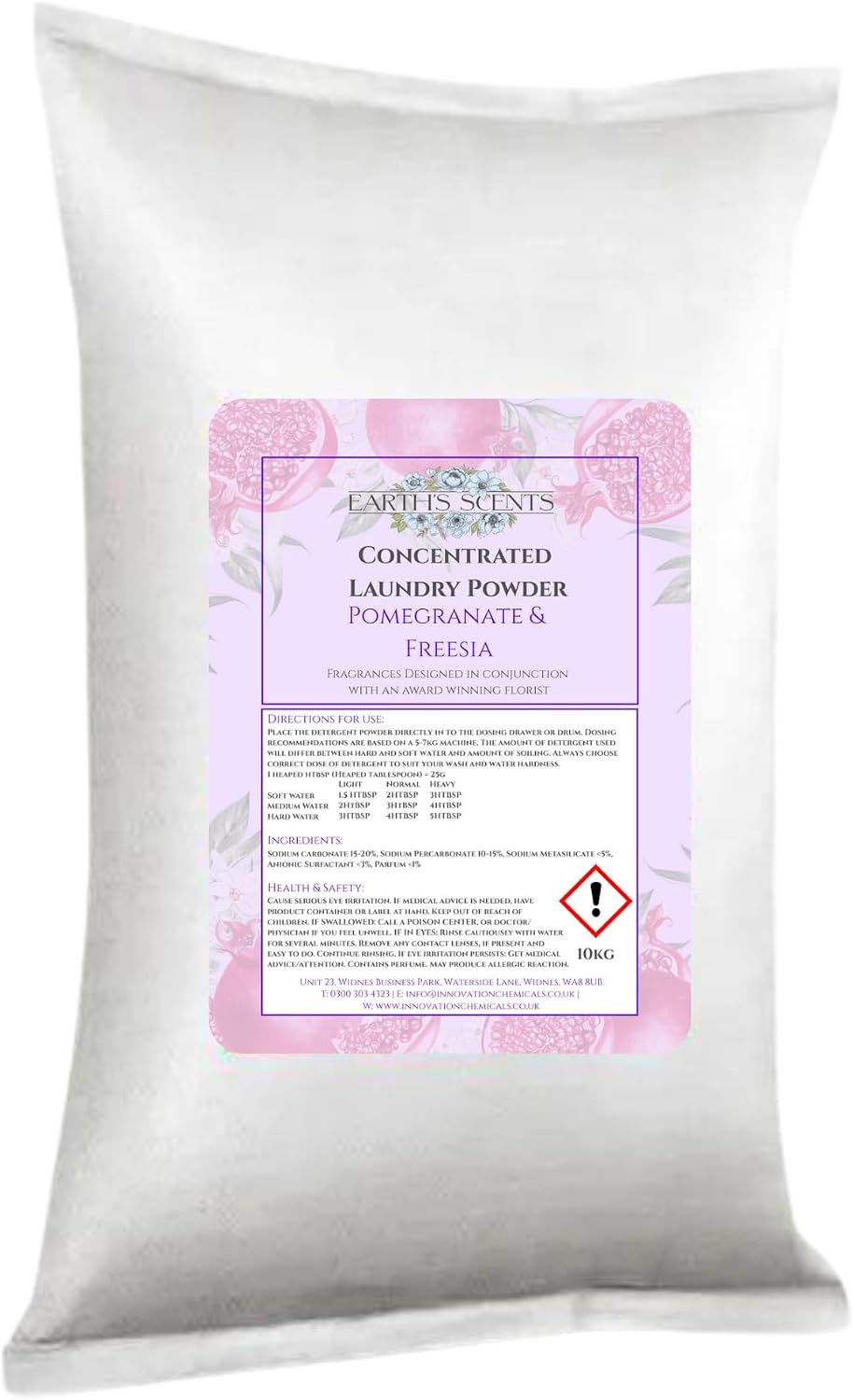 Earth's Scents Pomegranate & Freesia Non-Bio Washing Powder 10KG - Professional Laundry Detergent 200 Washes