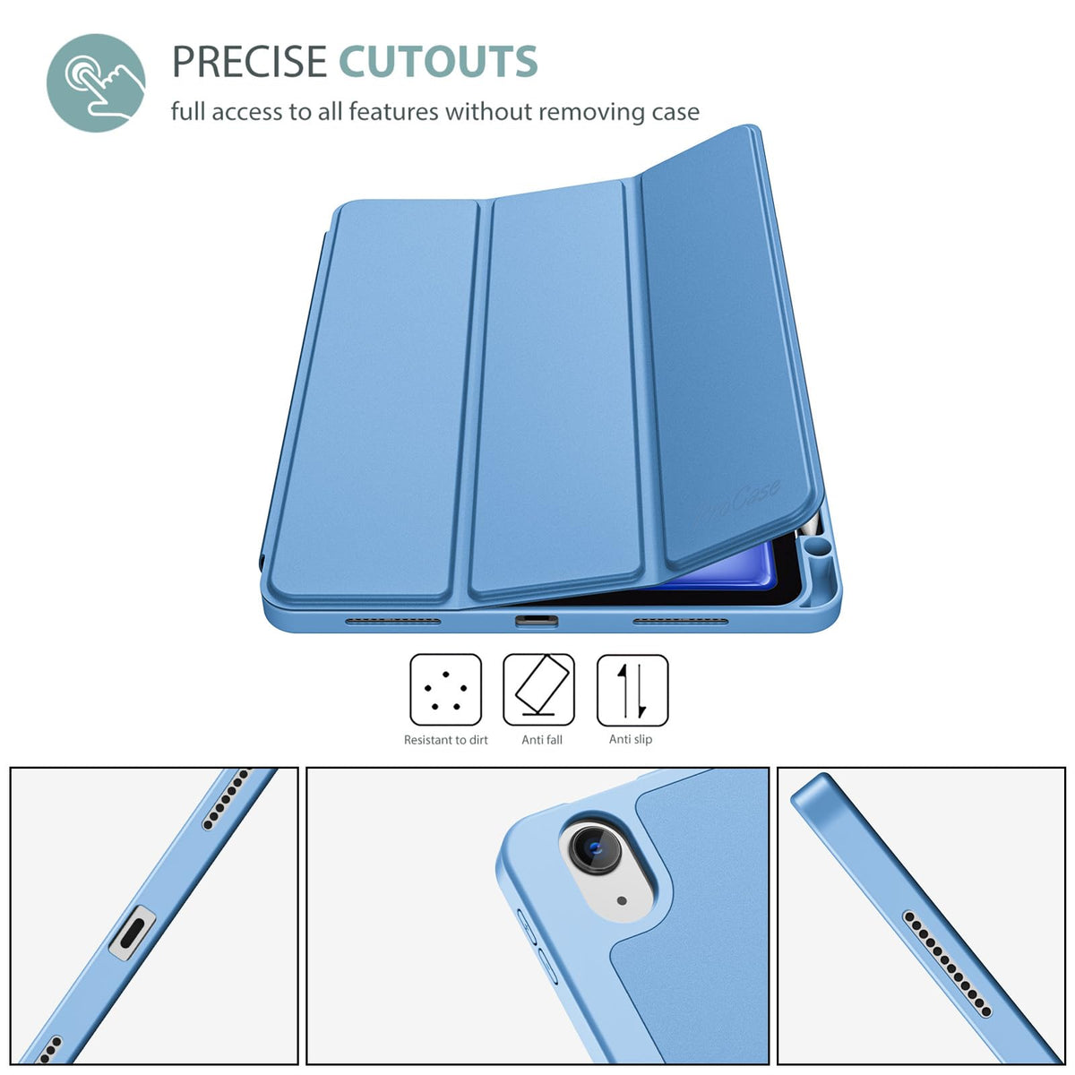 ProCase for iPad Air 11-inch Case M4/M3/M2, Air 5th/4th Gen 10.9,Navy