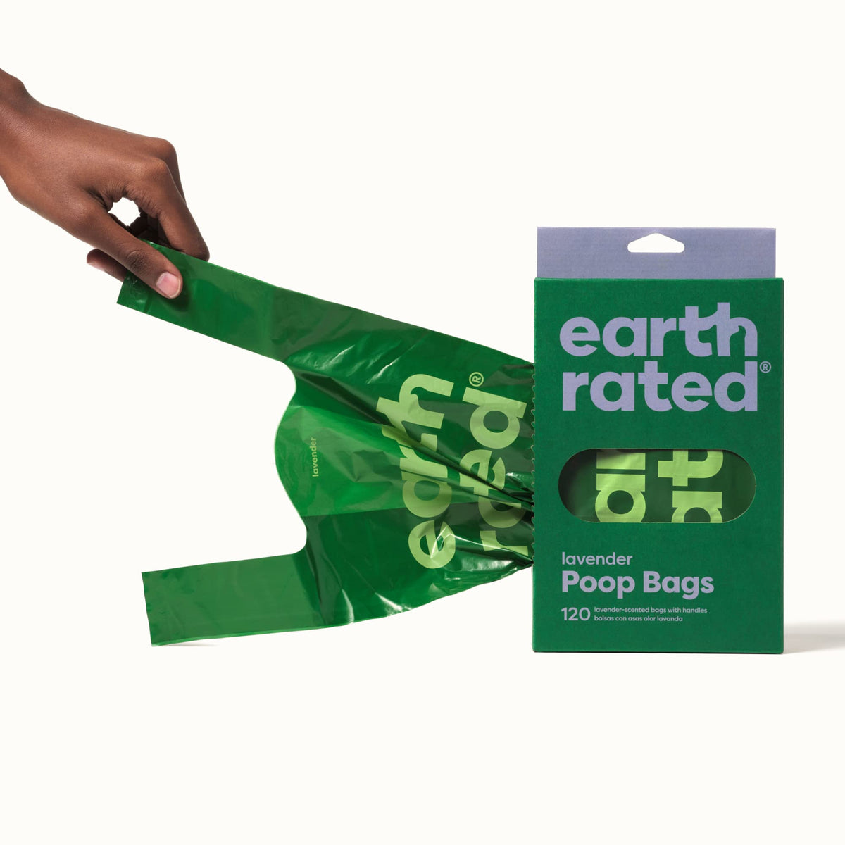 Earth Rated Dog Poo Bags with Handles, Easy Tie and Guaranteed Leakproof, Lavender Scented, 120 Bags