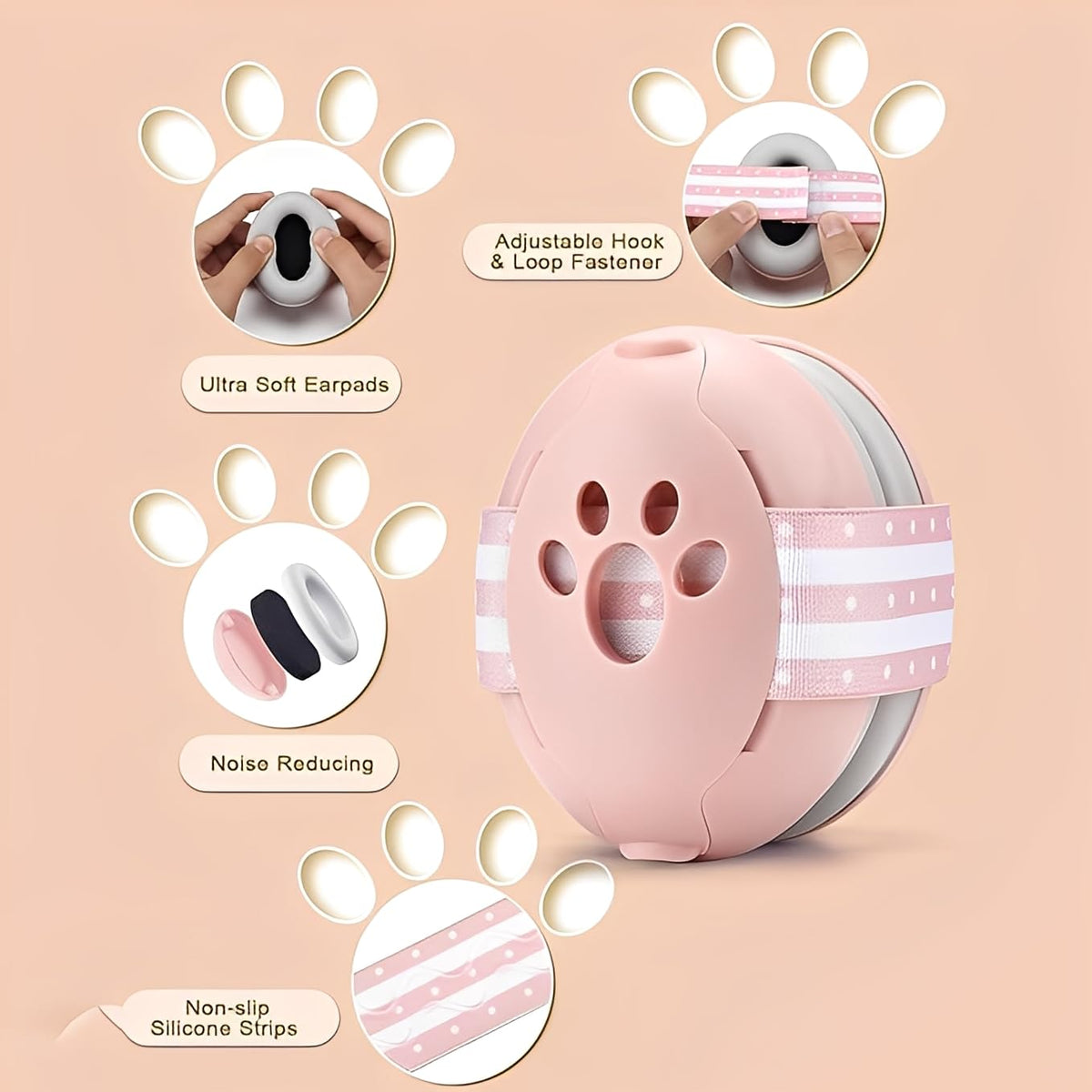 Baby Ear Defenders for 0-36 Months, Soft Adjustable with Noise‑Reduction