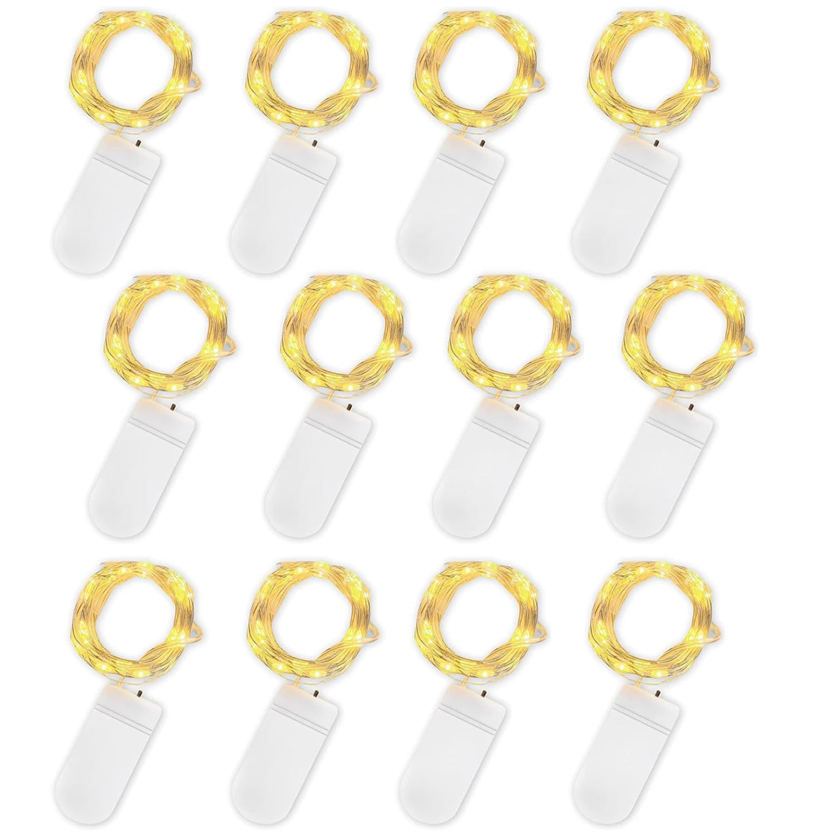 Jsdoin Fairy Lights, 6 Pack 2m 20 Led Battery Operated String Lights Copper Wire Light for Indoor Outdoor Lighting, Bedroom, Wedding Decor, Party, Christmas, Tree Decoration (Warm White)
