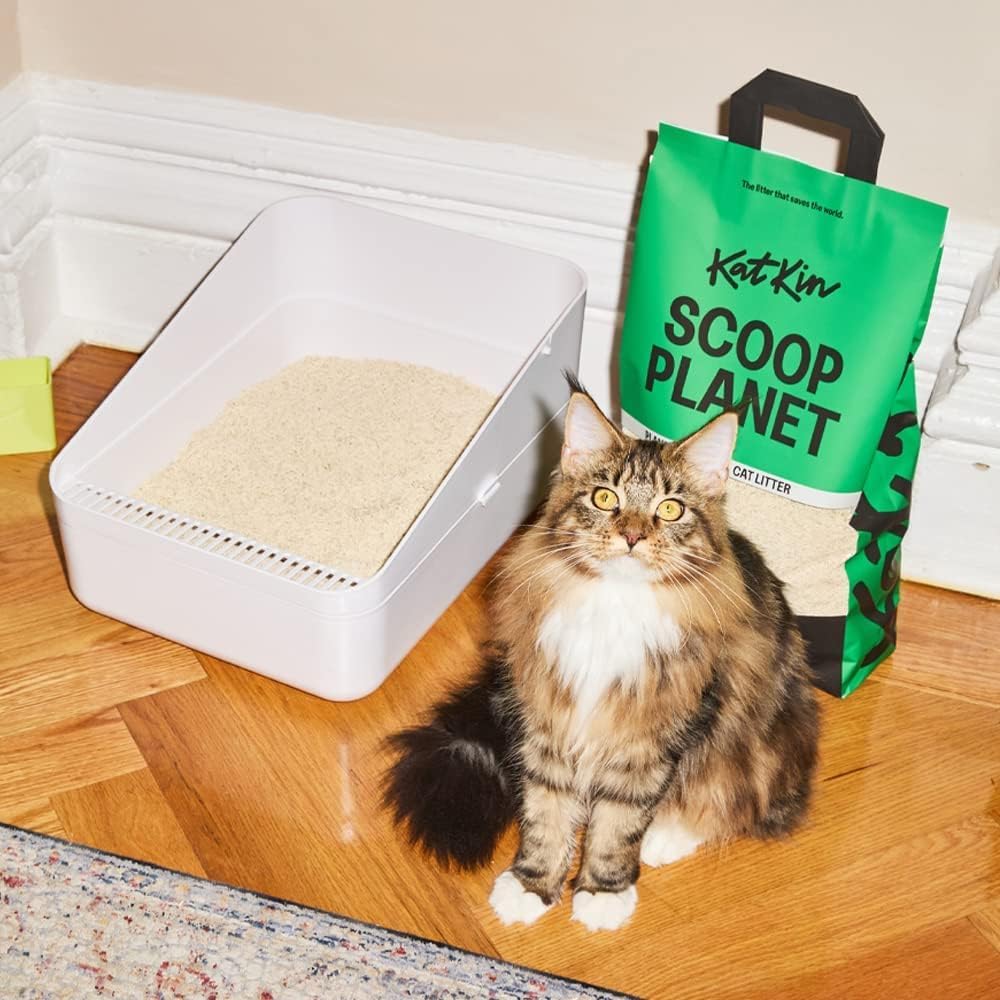 KatKin Scoop Planet Litter (1x4.5kg/12.8L bag): Plant-Based, 100% Biodegradable, Non-Tracking, Clumping Cat Litter Made With Non-Toxic, Eco-Friendly Pea fibre & Millet
