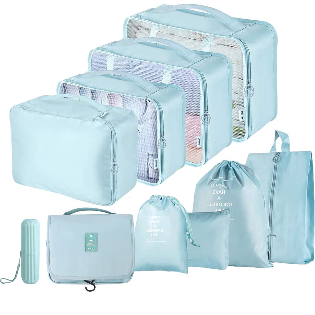 Travel Packing Cubes, Toifucos Multifunction 8pcs/set Luggage Organiser Compression Suitcase Essential Bag, Dark Gray