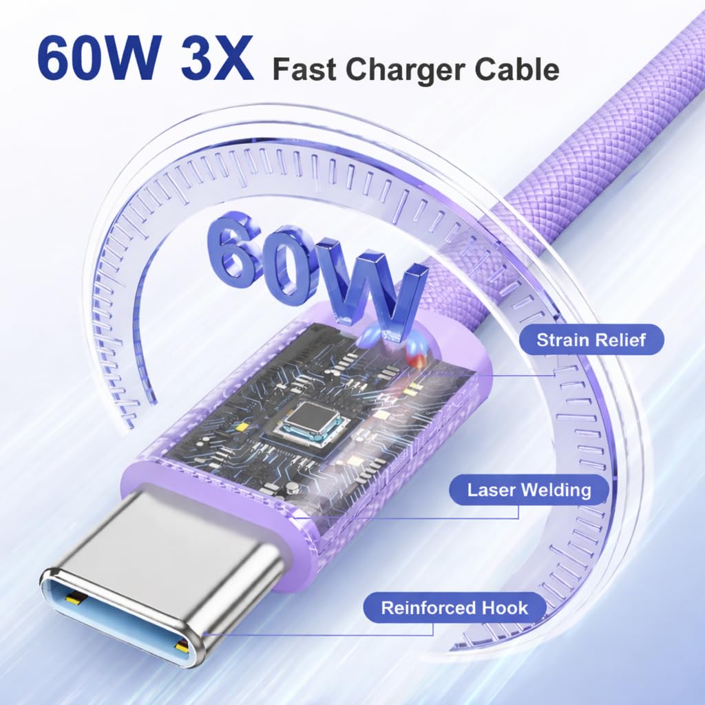 2 Pack 60W USB-C to C Fast Charging Charger Cable For iPhone 18 Pro Max 17e