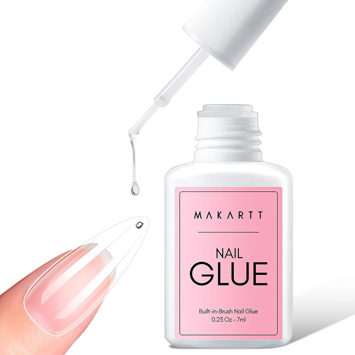 Makartt Extra Strong Nail Glue with Brush – 5s Dries Quickly, Long-Lasting Hold, 7ml Acrylic Adhesive for Nail Tips, Fake Nails & Repairs, No Nail Lamp Needed